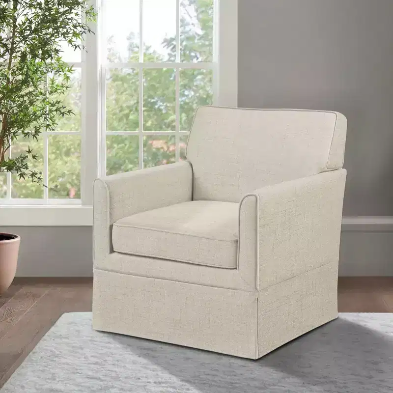 Slipcover Accent Armchair – Track Arm, Skirted Base, Removable Cushion
