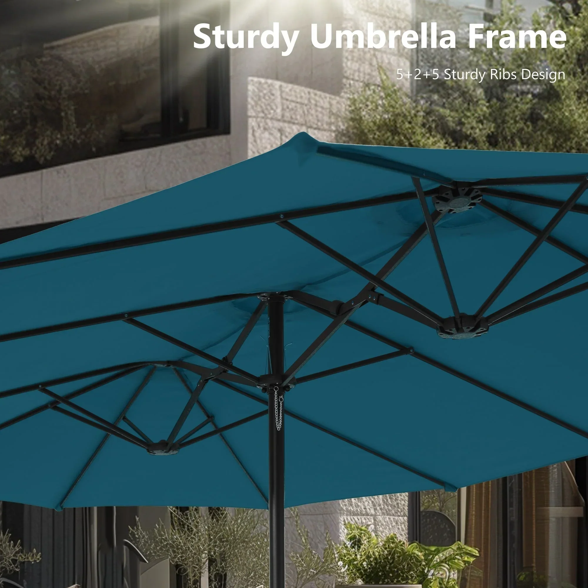 MAISON ARTS 15ft Double-Sided Patio Extra Large Twin Umbrella with Base Included