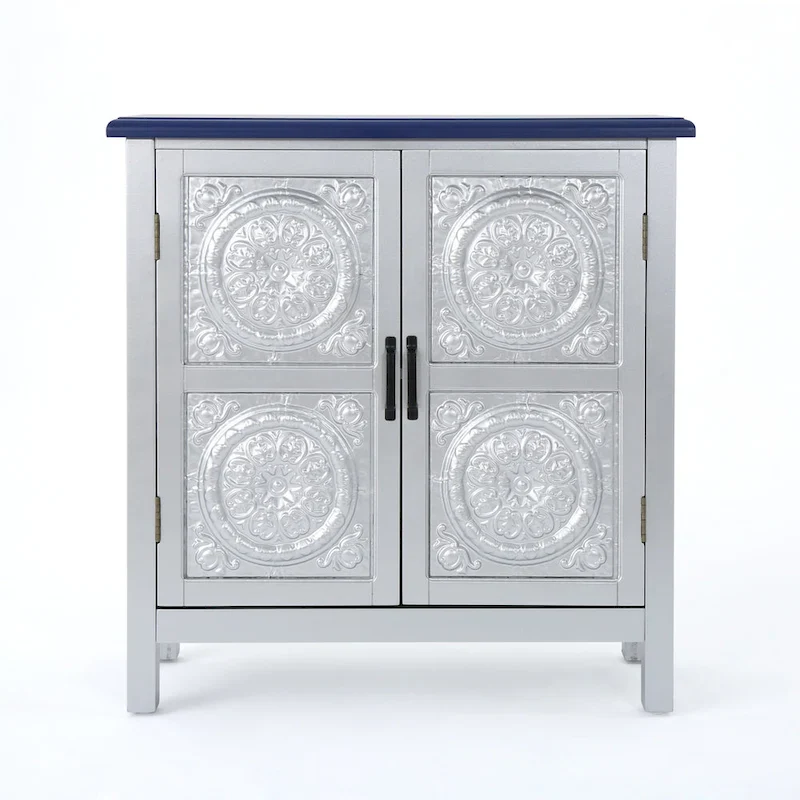 Brown / Navy Blue Tile Front Storage Cabinet – Seats 1