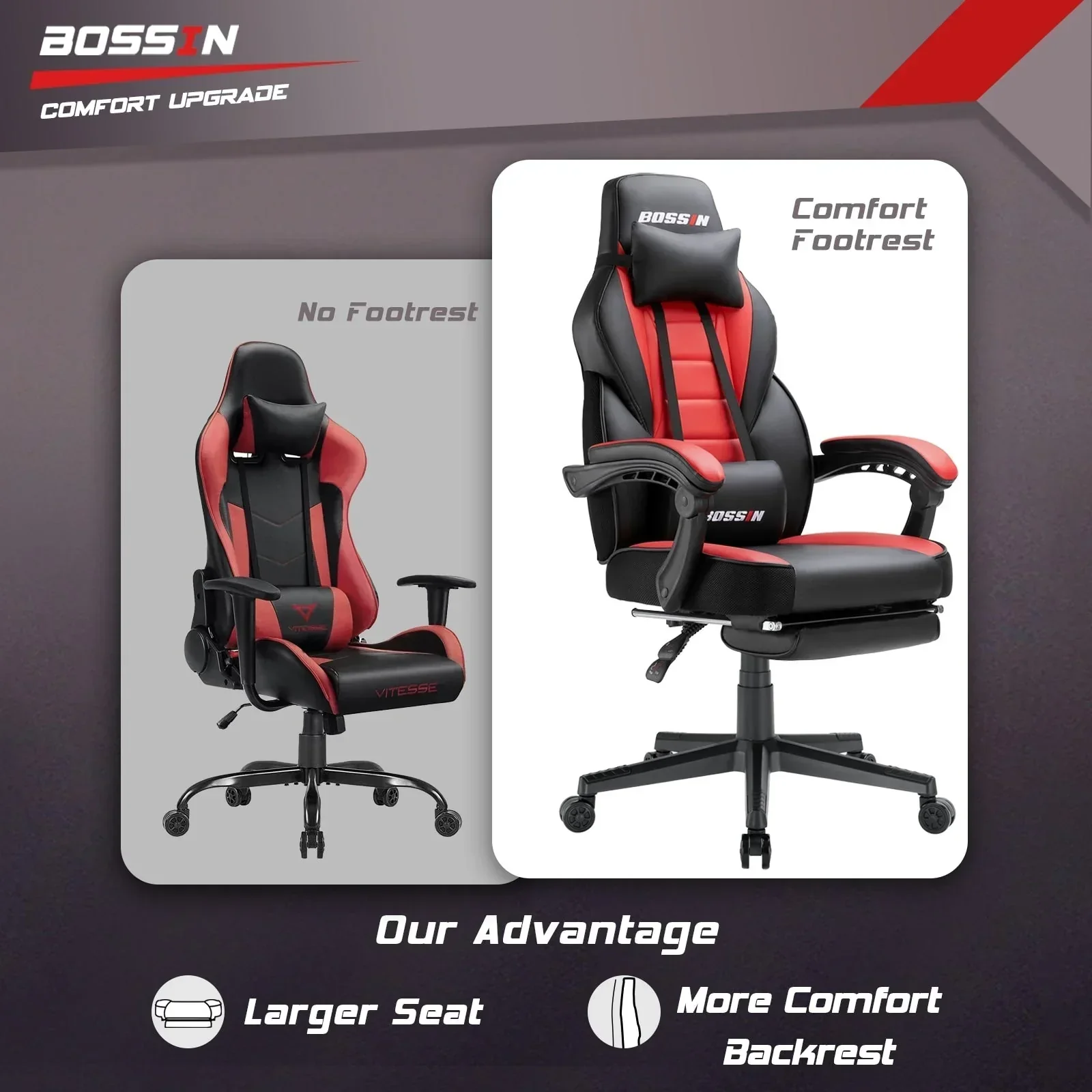 BOSSIN Racing Style Gaming Chair,300 lbs Big and Tall gamer chair High Back Computer Chair
