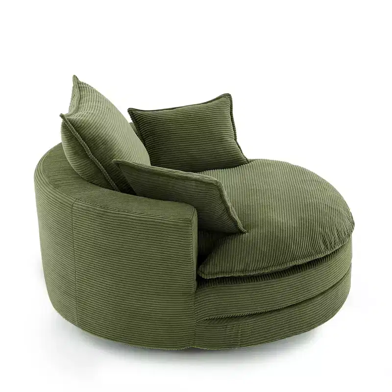 360 Swivel Barrel Chair with Dual-Layer Cushion Design