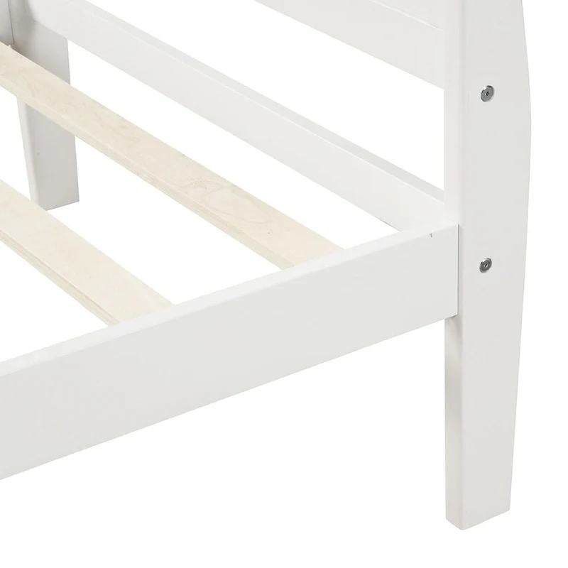 Twin/Full/Queen Wood Frame Sleigh Bed with Footboard