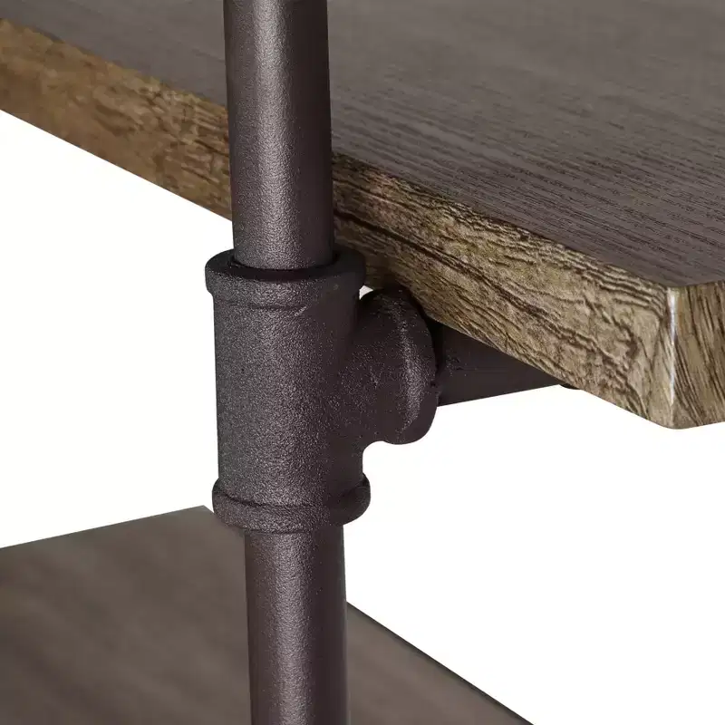 31.5" x 24" Two Tier Industrial Pipe Wall Shelf Brown - Danya B.: Rustic Open Bracket, Laminated Metal