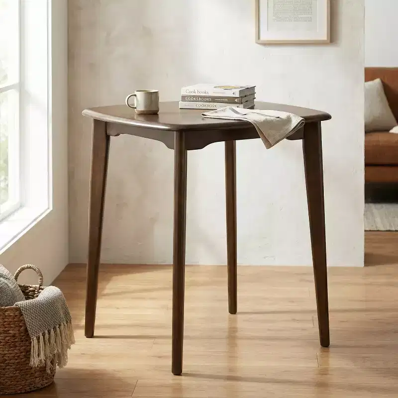 Lukas Modern Square Rubber Wood Counter Table with Curved Edge