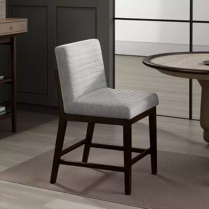 Linen and Rubberwood Counter Height Chair Set of 2