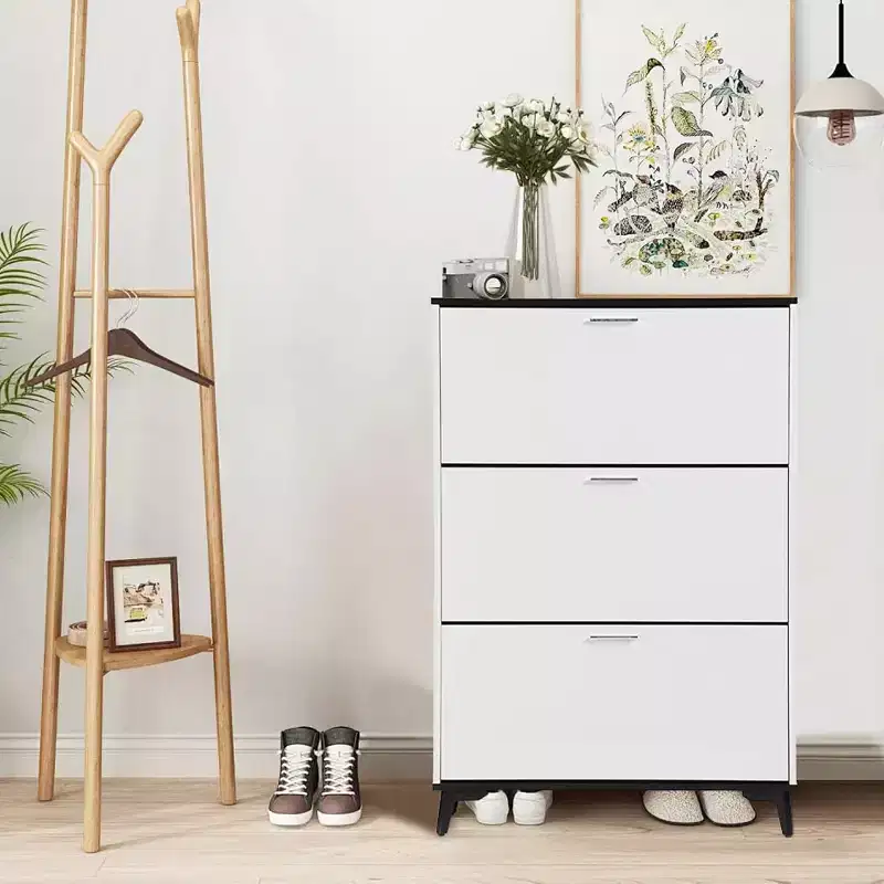 Shoe Cabinet, Shoe Storage Cabinet with 3 Flip Drawers, 47 In Tall Freestanding Shoes Racks