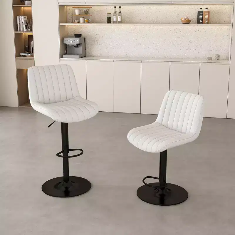 TUYOHW Modern Swivel Counter Height Bar Stool Set of 2,Adjustable Height Bar Chair with Footstool,Ergonomic Back for Kitchen Island,Home,Bar