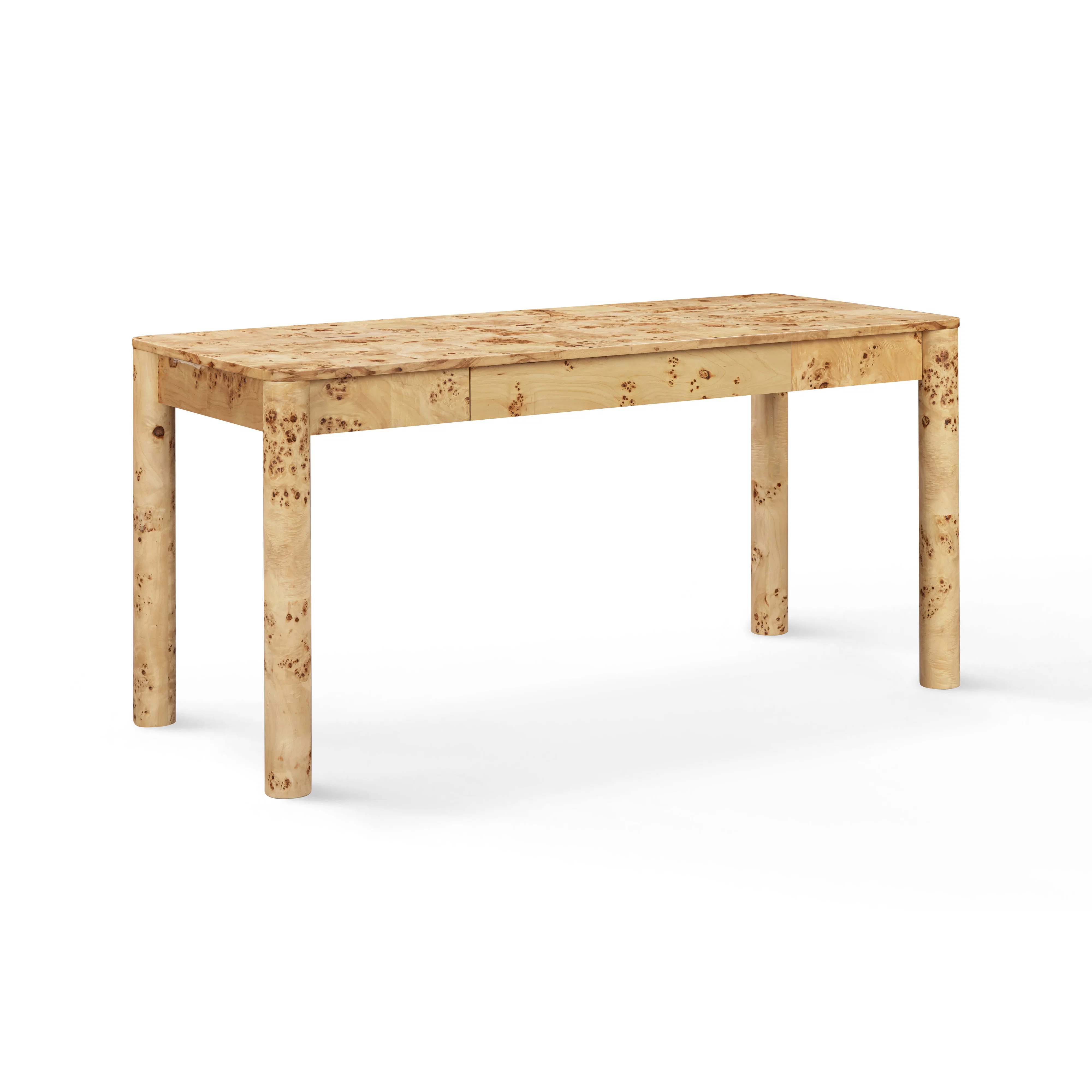 60 Natural Burl 3-Drawer Work Desk