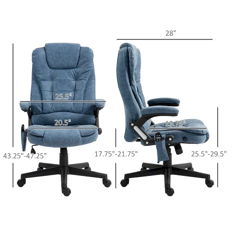 HOMCOM High Back Vibration Massage Office Chair with 6 Vibration Points, Beige