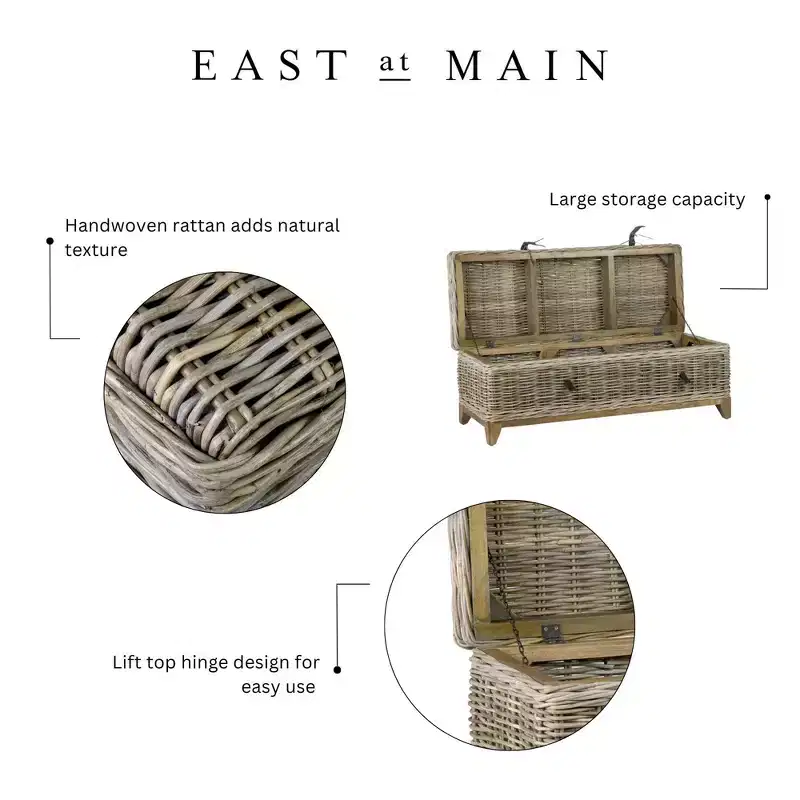 East at Main Bayside Hand Woven Coffee Table with Storage Brown