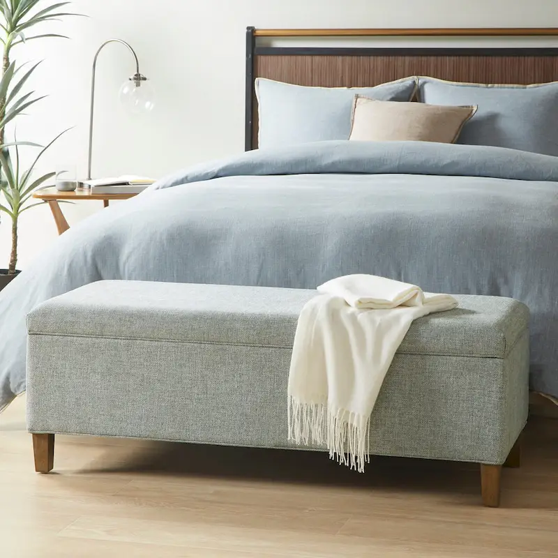 INK+IVY Marcie Blue Soft Close Storage Accent Bench
