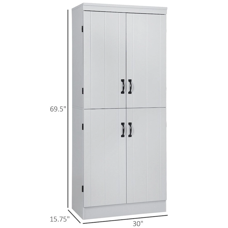 Freestanding Kitchen Pantry, 6-tier Shelving with 2 Adjustable Shelves