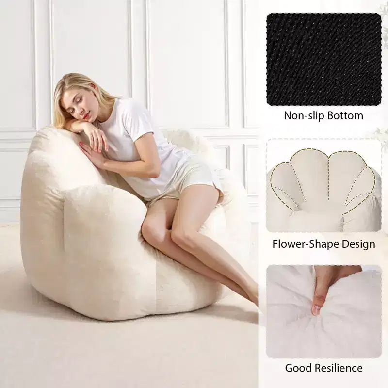 Hommpa 3Ft Flower-Shaped Dutch Velvet Bean Bag Chair with Memory Foam, Cozy Lounge Seating for All Ages