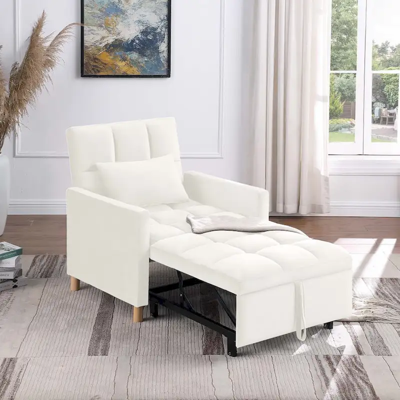 Aukfa Sleeper Chair Bed Convertible Single Sofa Chair with Pillow