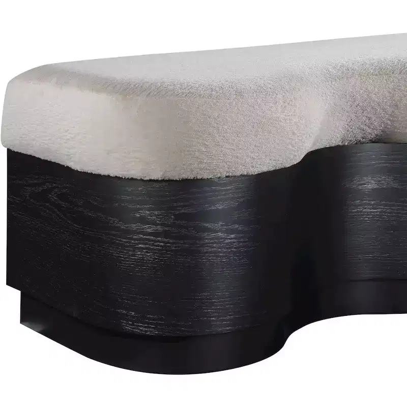 Meridian Furniture,Savoy Velour Fur Fabric Bench