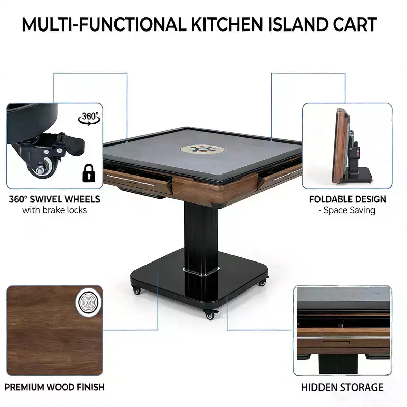 Foldable Automatic Mahjong Table with Wheels, Ultra-Thin & Quiet