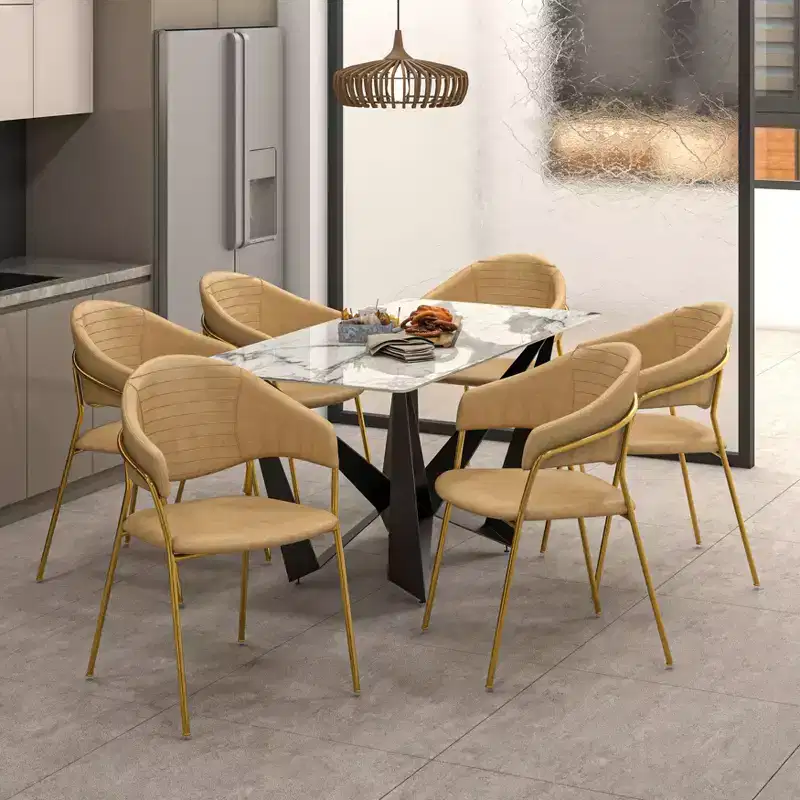 Upholstered Dining Chair Set of 2 Velvet Camelback Stainless Steel Legs 330 lbs