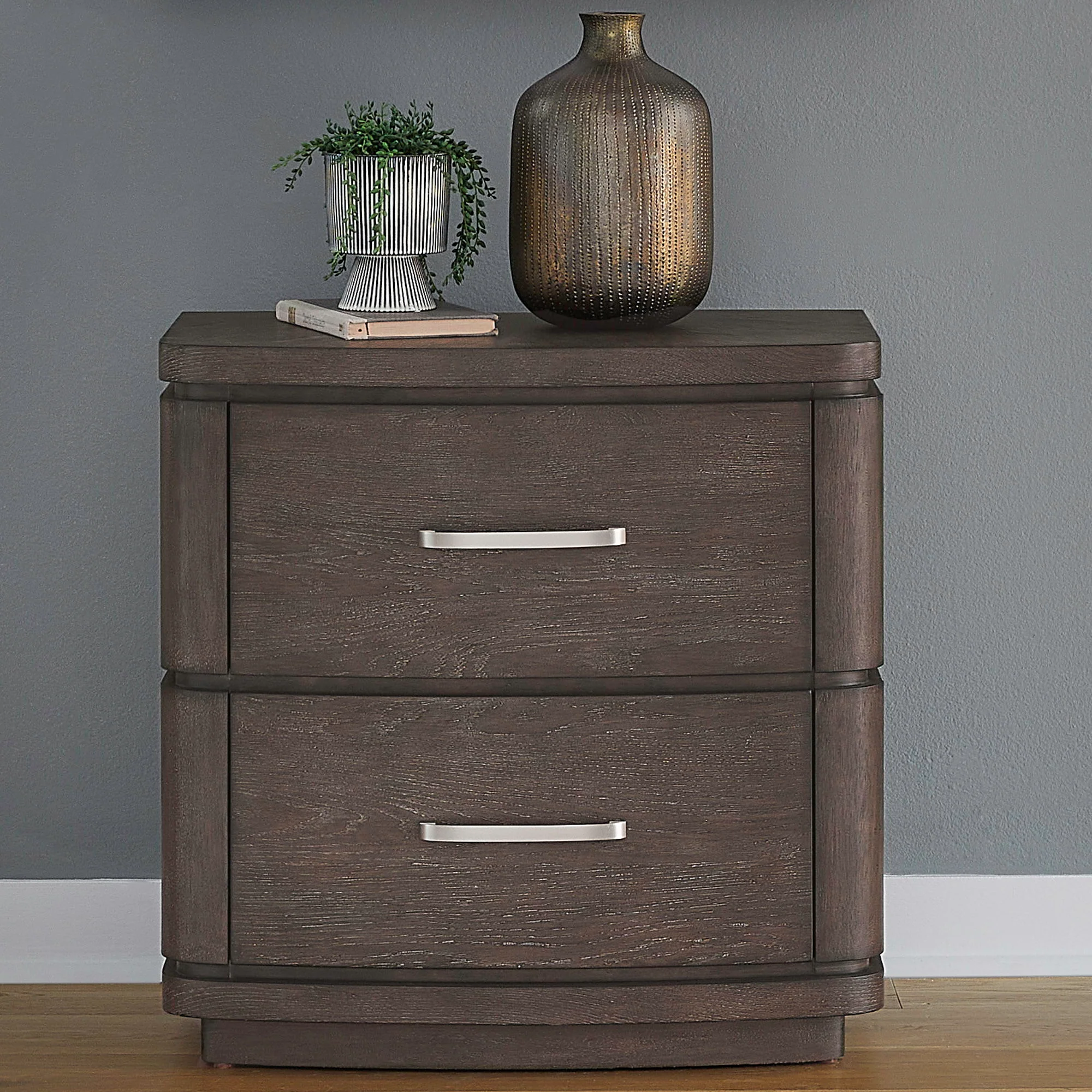 Nightstand With Charging Station - Satin Espresso — 0W x 17 — 0W x 17