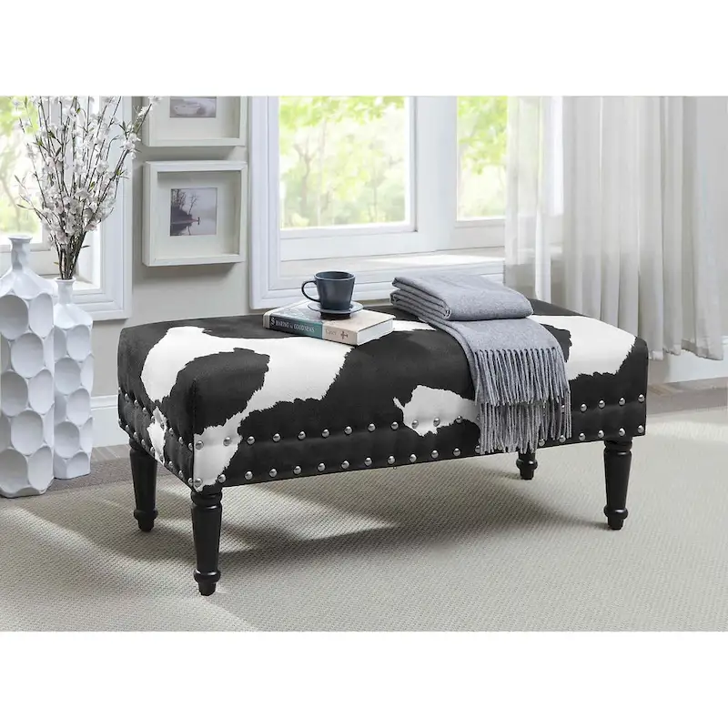 Cow-Print Studded Bench