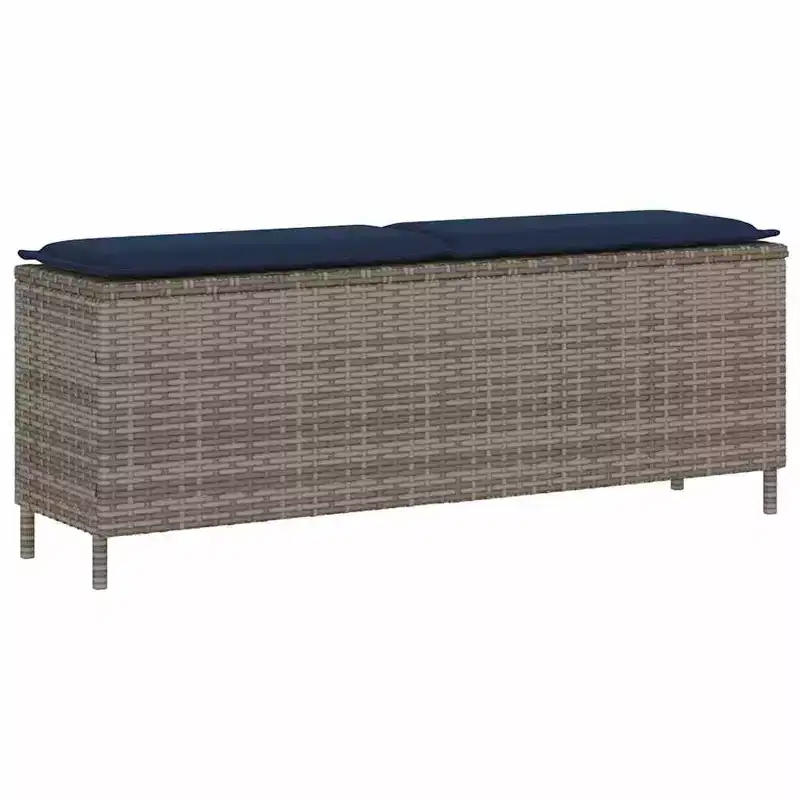 Patio Bench with Cushion Gray 43.3x11.8x15.9 Poly Rattan