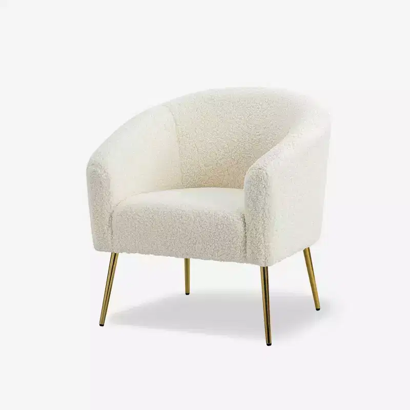 Vicenza Contemporary Wooden Upholstered Polyester Accent Barrel Chair with Metal Legs for Bedroom and Living Room | Karat Home