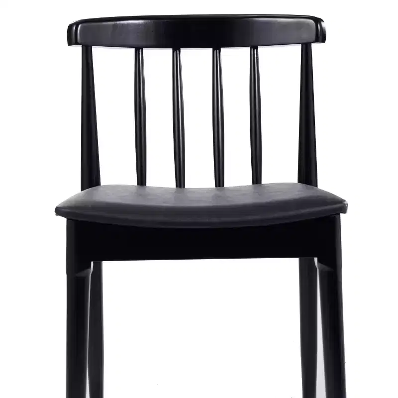 Set of 2 Solid Beechwood Dining Chairs Spindle Backrest Padded Vinyl Seat 500 lbs