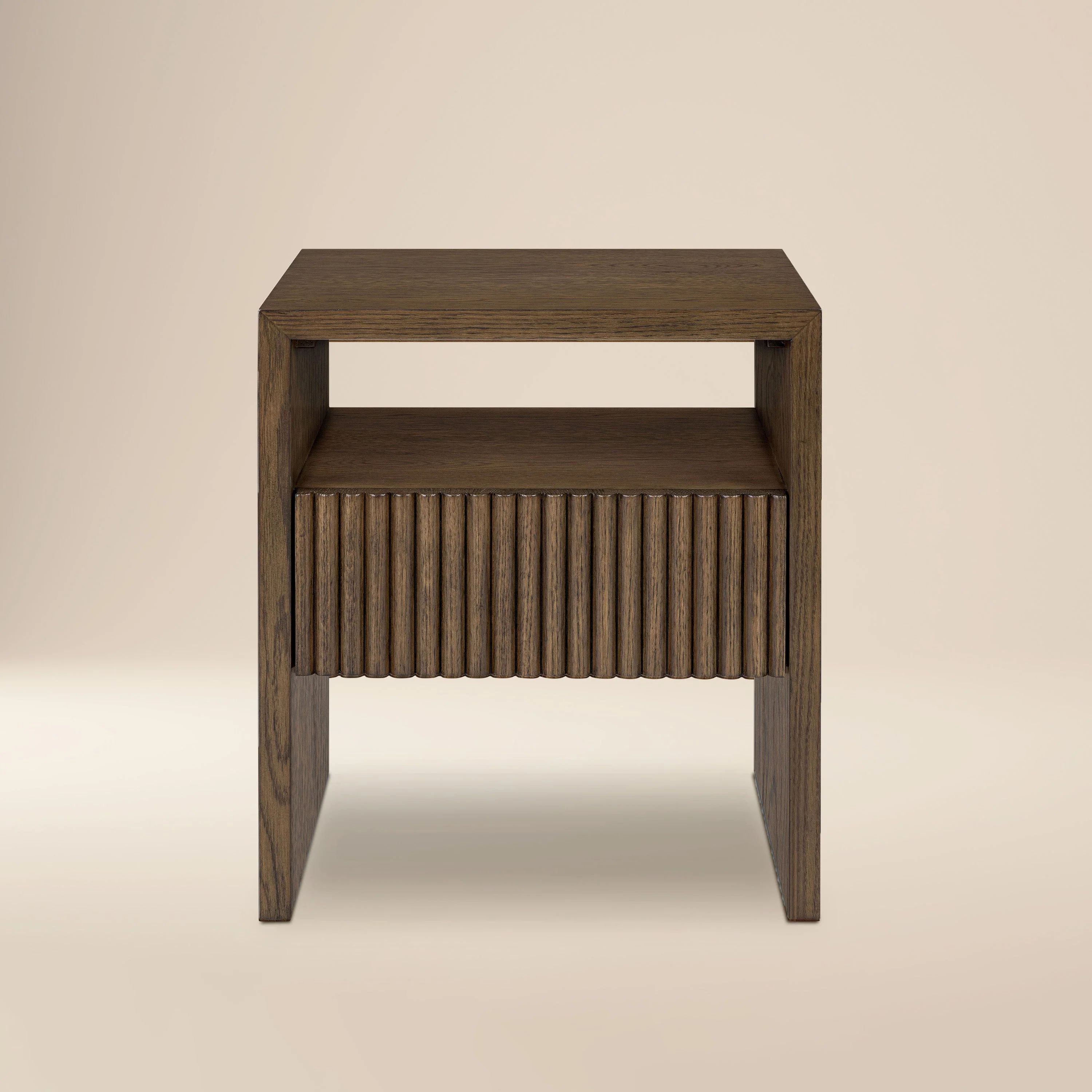 Modern Tundra Brown Nightstand with Solid Oak Frame for Bedroom