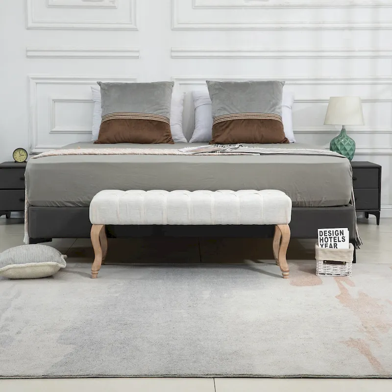 AVAWING Upholstered Tufted Ottoman Bench Accent Entryway Bench