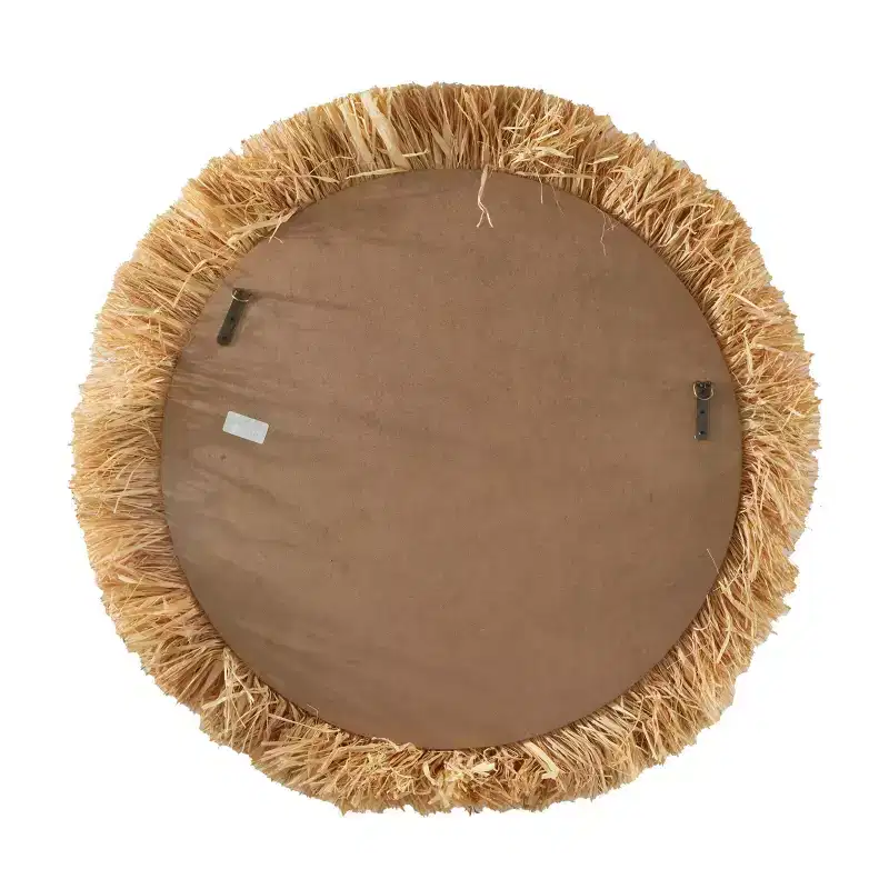 Olivia & May 35"X35" Seagrass Room Wall Mirror with Fringe Detailing Light Brown