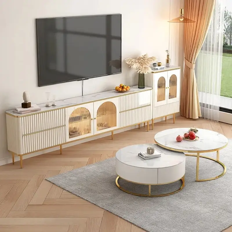 JASIWAY Light Luxury Modern Rectangle TV Stand