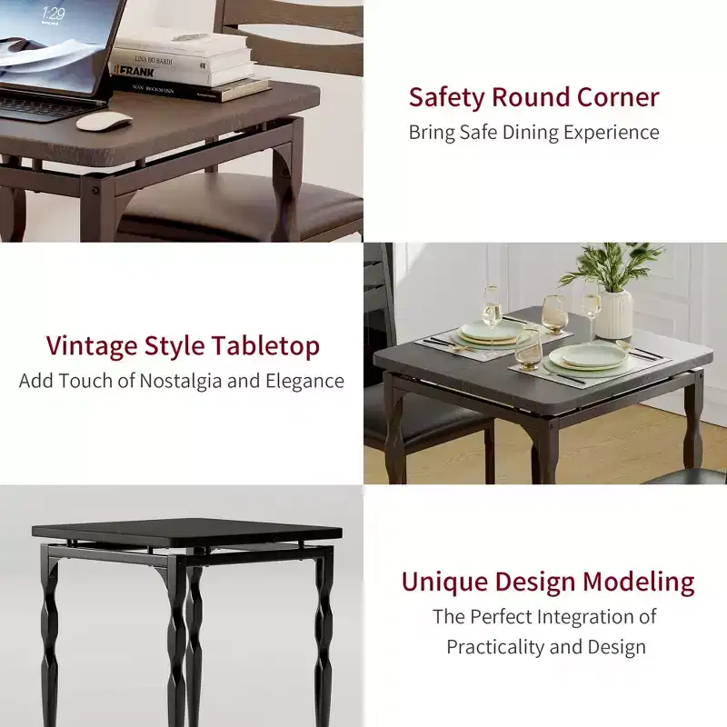 3 Piece Dining Table Set, with Spiral Legs