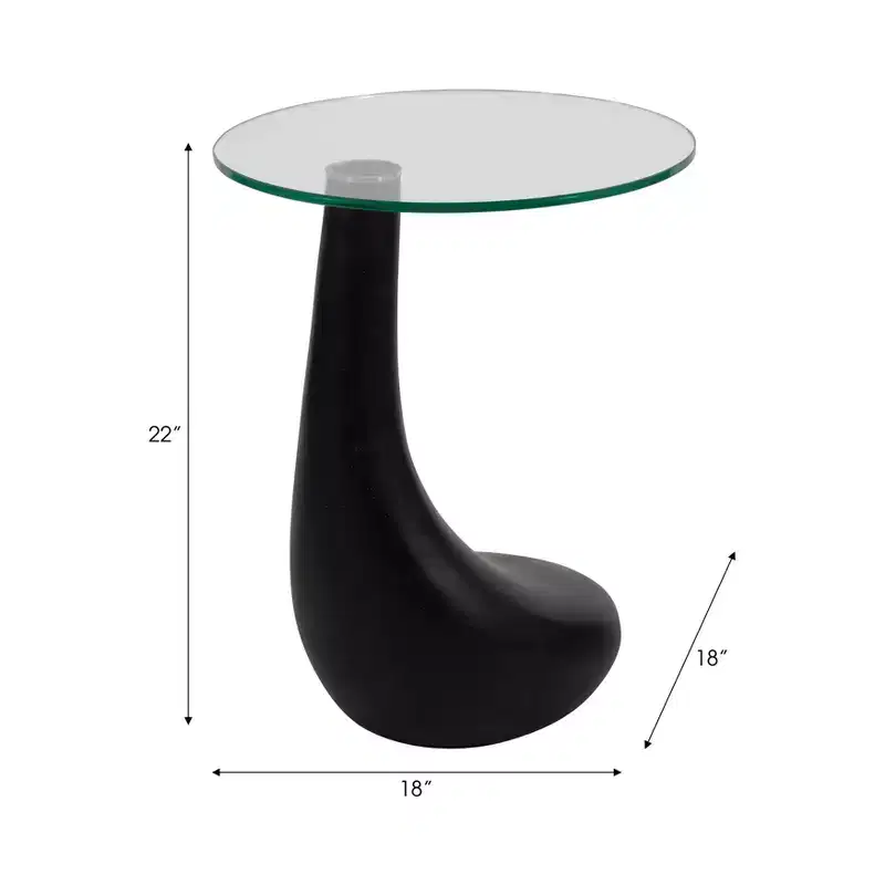 Artistic End Table or Side Table for Home Decor - Unique Table with Golf Club Base and Glass Top for Office, Bedroom, or Living Room - 22 Black