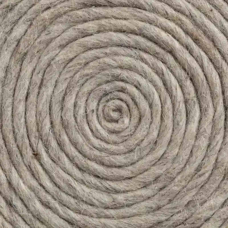 Handwoven Brown Wool Round Pouf with Diamond Weave Pattern