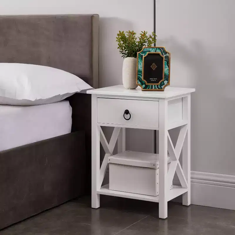 Wooden End Table with Storage Shelf and Drawer