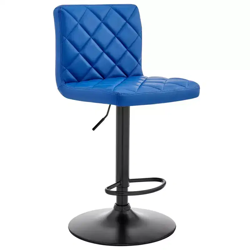 Adjustable Barstool with Faux Leather and Metal Finish