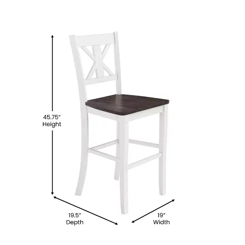 Commercial Grade Solid Wood Modern Farmhouse Counter Height Barstool