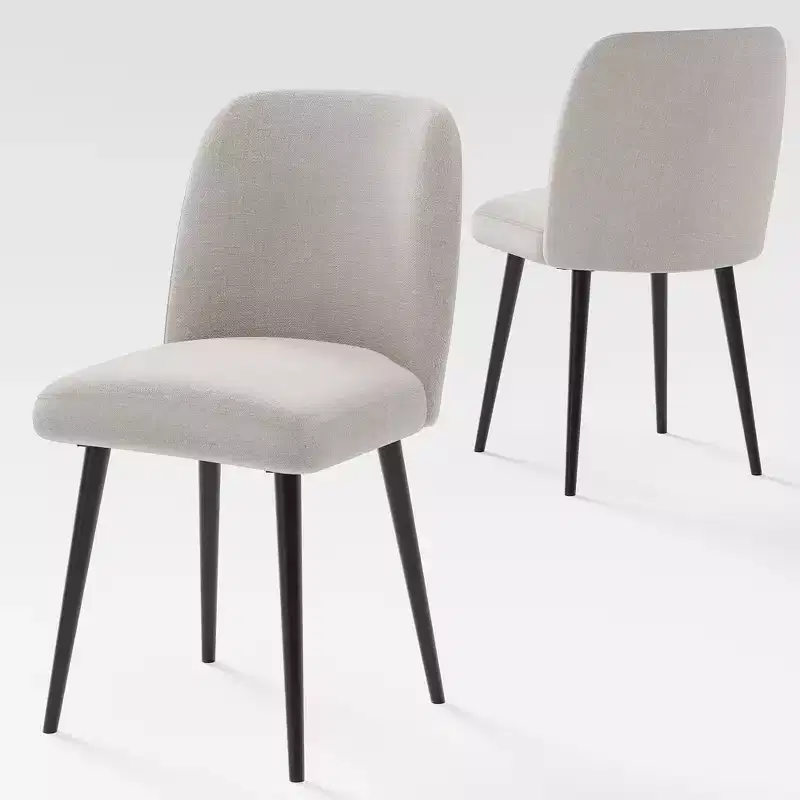 Pexfix Linen Upholstered Dining Chairs with Black Legs Set of 2