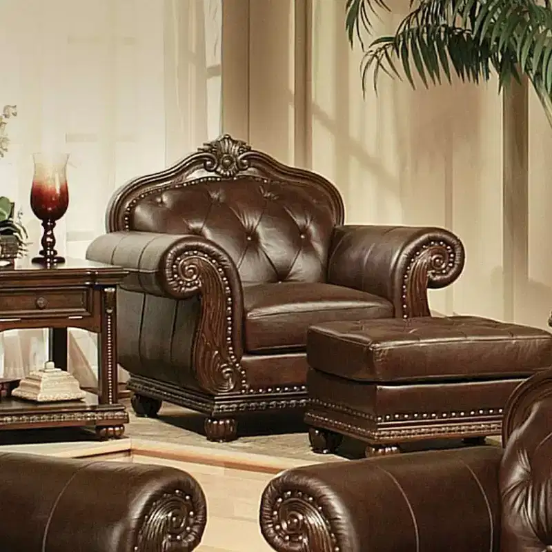 Acme Furniture Anondale Grain Leather Accent Chair Espresso/Cherry