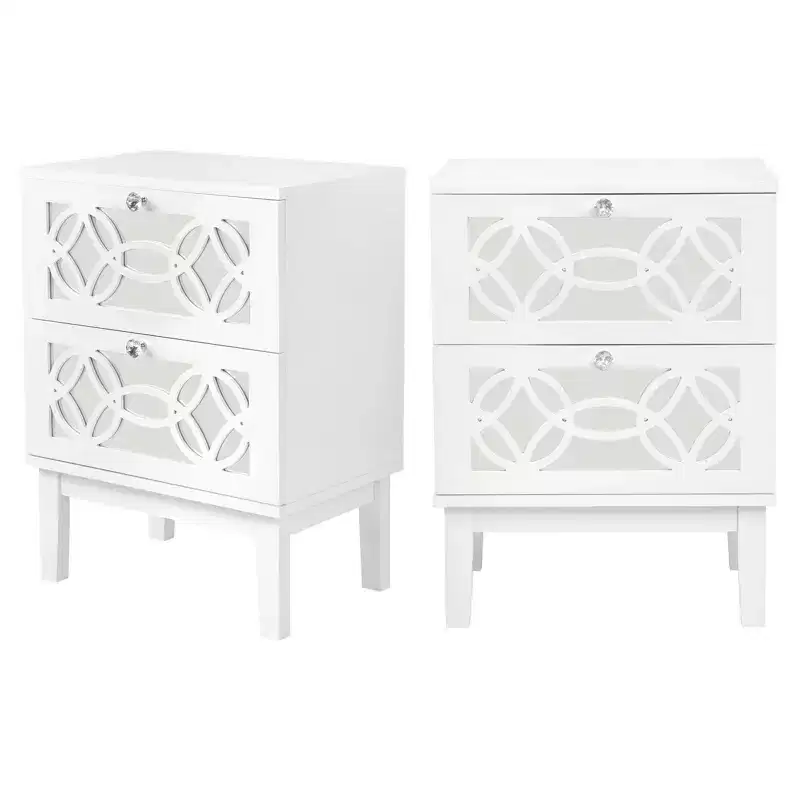 Karl Home 2-Drawer White MDF 17.72in. W Nightstands - Set of 2
