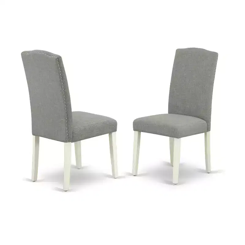 HomeStock Oval Dining Table Set Linen White Dark Shitake