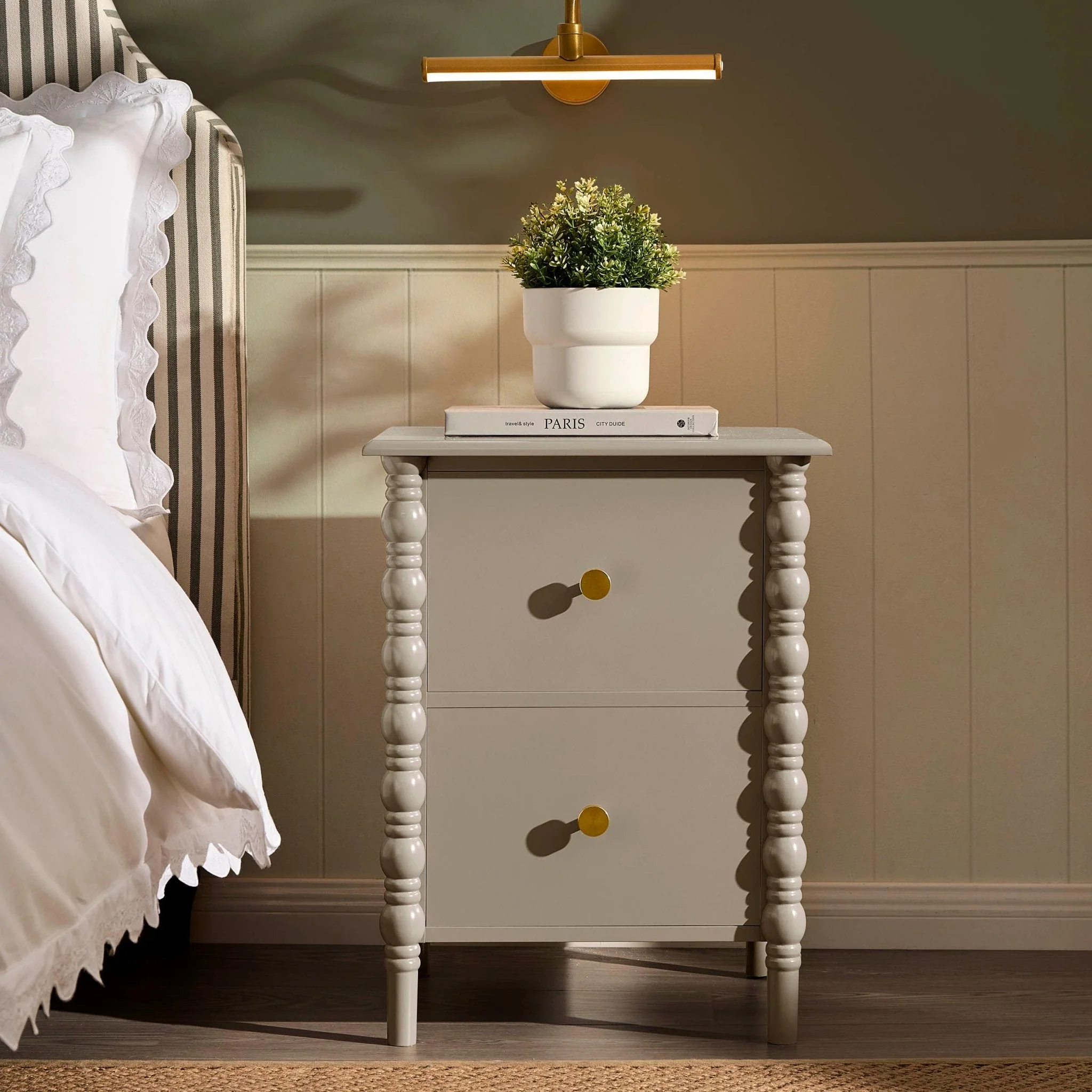 2 Drawer Bedside Table - Taupe