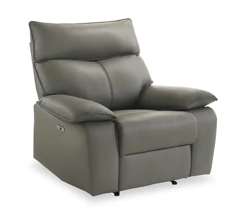 42 Genuine Leather Power Reclining Chair - Grey