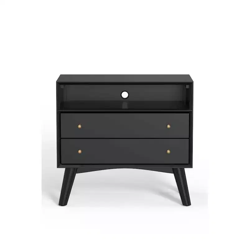 Alpine Furniture,Flynn Large Nightstand, Black
