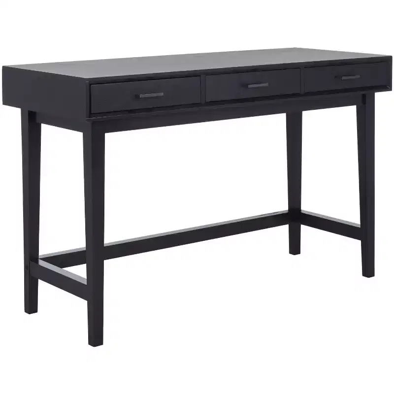 3-Drawer Wood Writing Desk with Ample Storage, Brown Finish