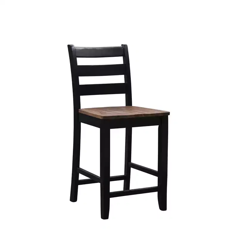 Ladder Back Counter Height Barstool Black