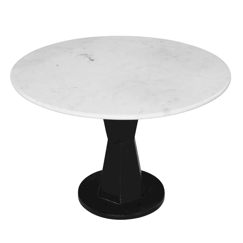 Riko Coffee Table, White Marble Top on Modern Iron Stand, Round Table, 27