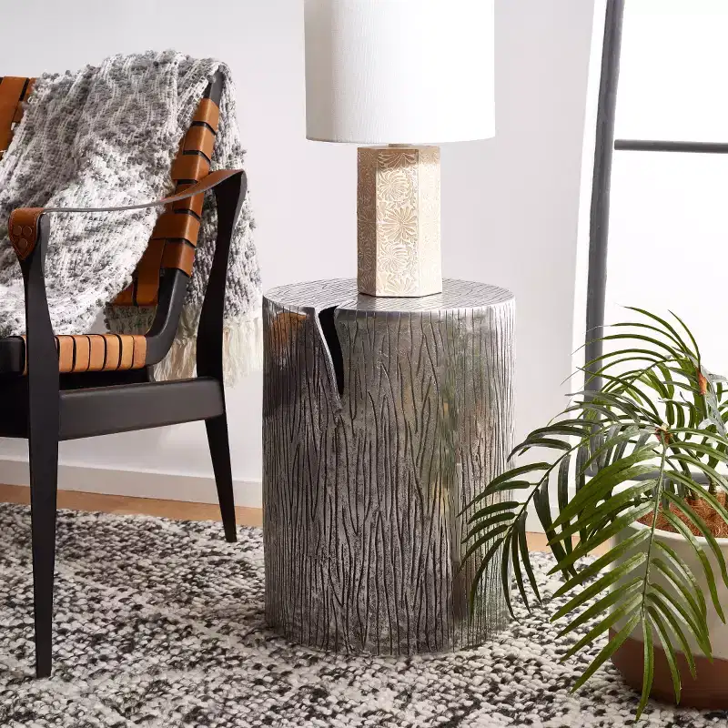 Round Aluminum Accent Table Stool - Silver, 13.5