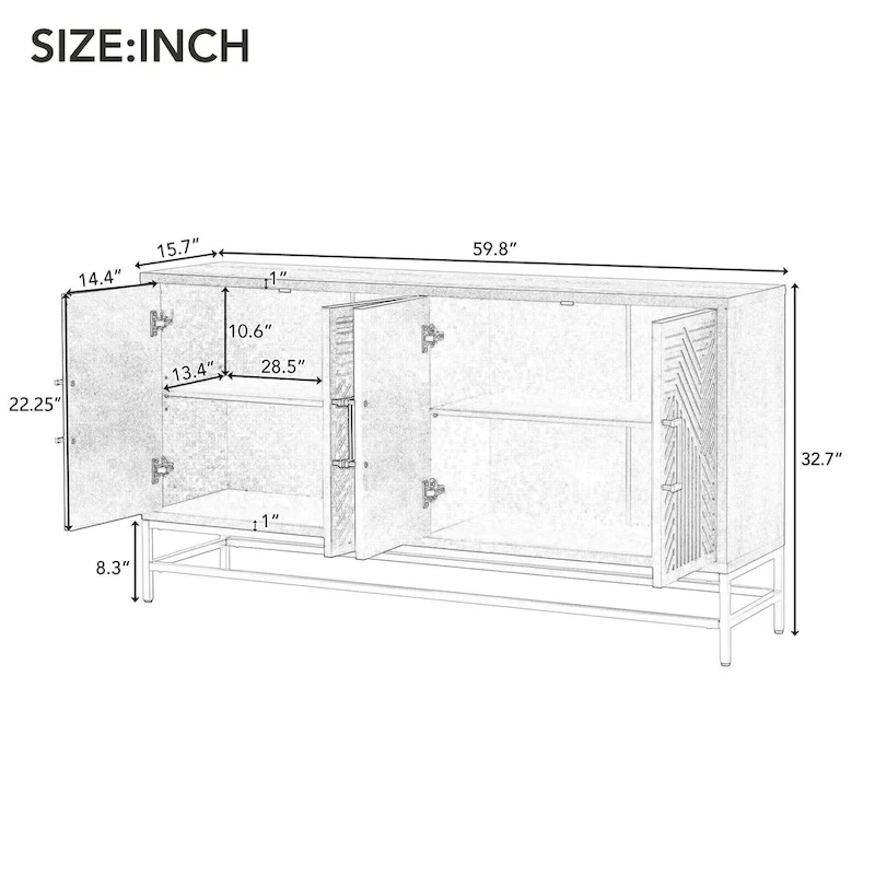 Sideboard Buffet Cabinet with Adjustable Shelves