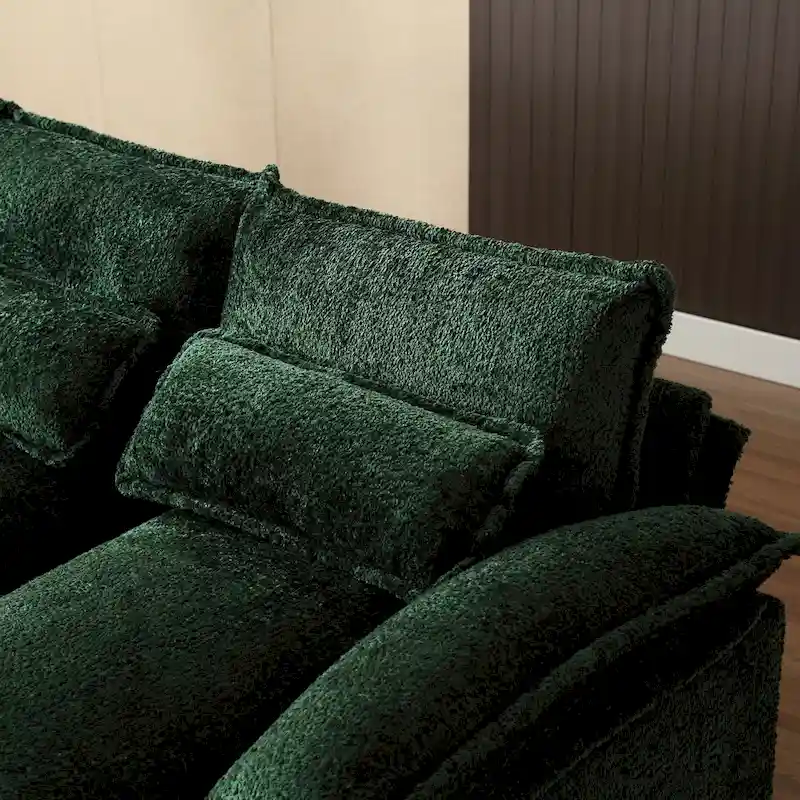 110.63 Modern U-Shaped Chenille 4 Seater Sectional Sofa with Double Cushions, 2 Chaise and High-Density Foam