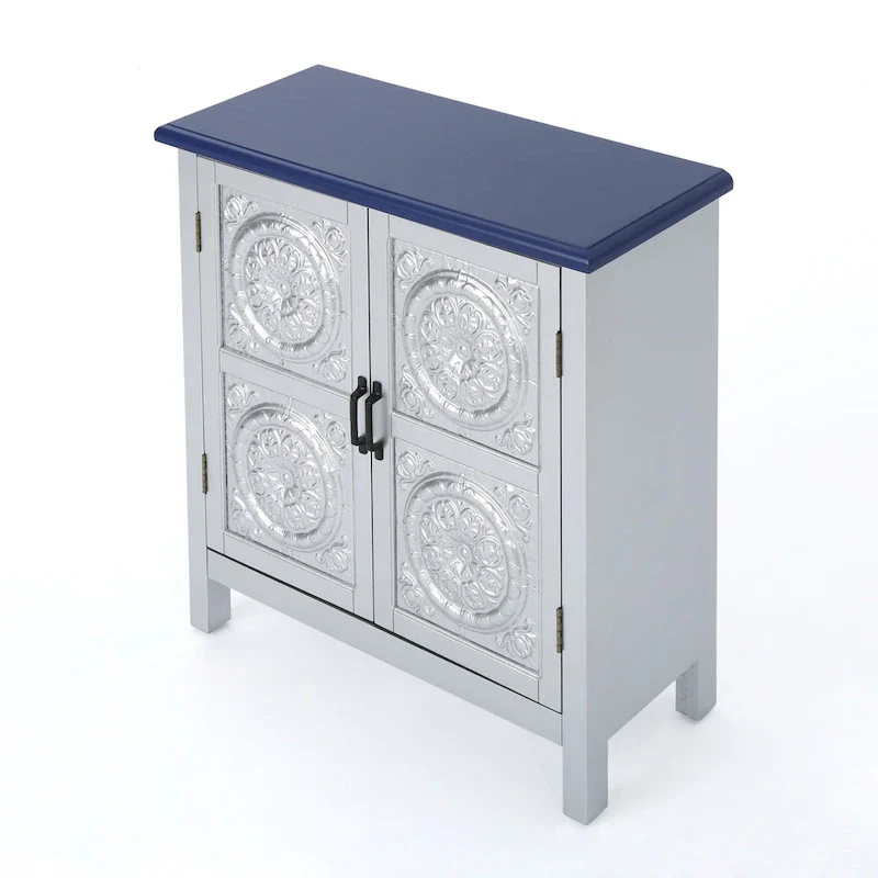 Brown / Navy Blue Tile Front Storage Cabinet – Seats 1